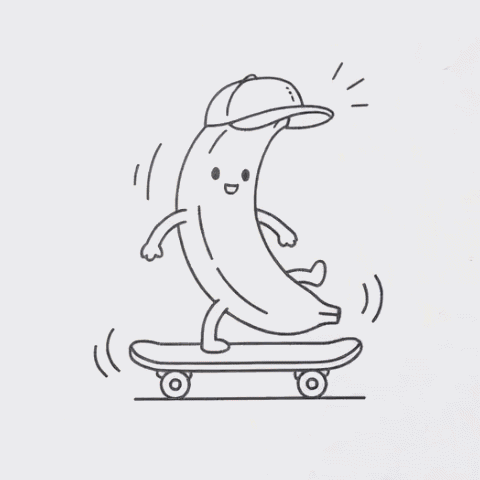 A banana riding a skateboard gif