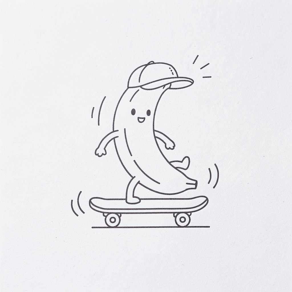 A banana riding a skateboard