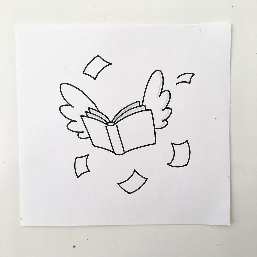 A book with wings flying away