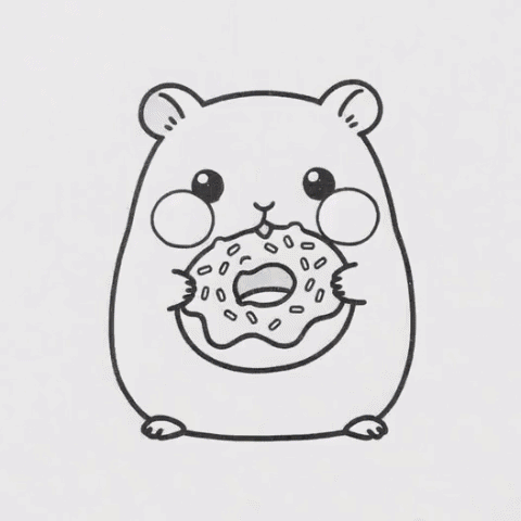 A chubby hamster munching a donut gif