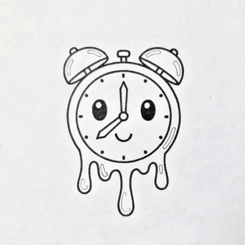 A clock melting like ice cream gif