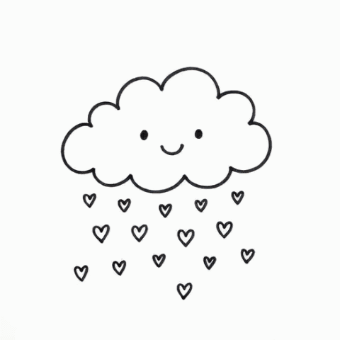 A cloud raining hearts gif