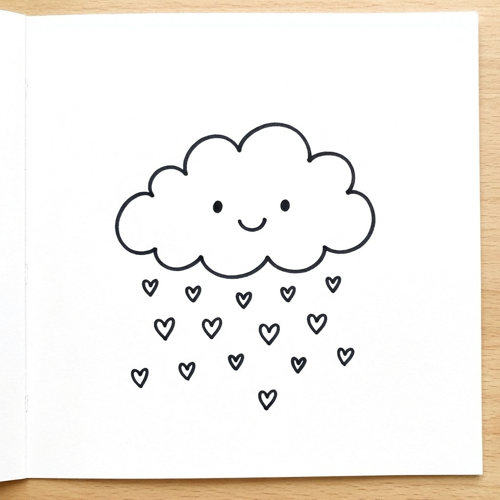 A cloud raining hearts