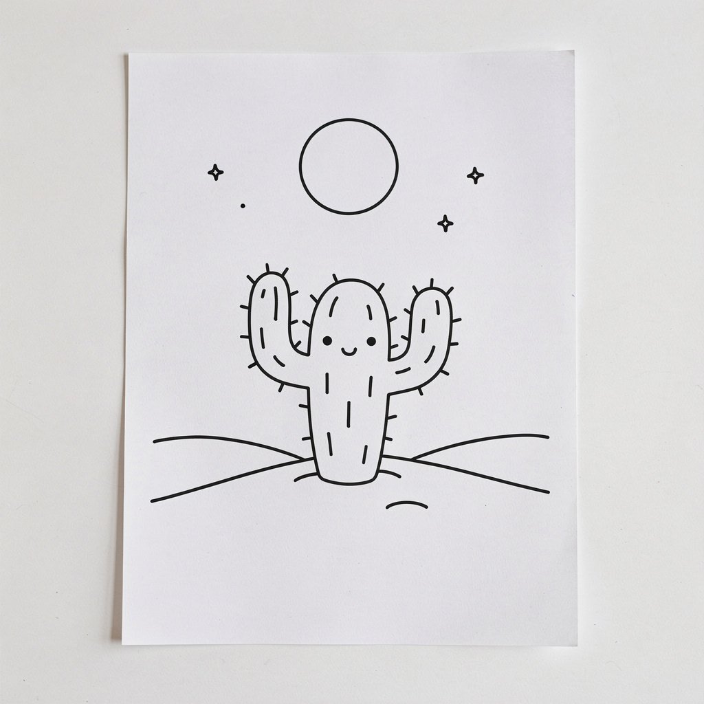 A desert cactus under the moon