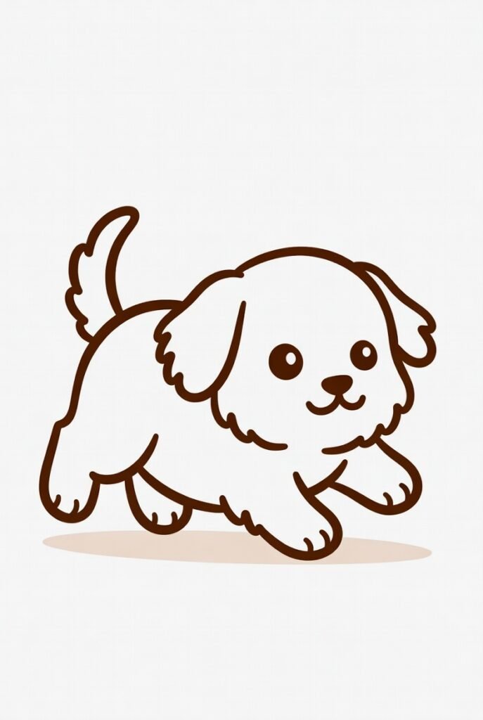 A fluffy puppy chasing its tail