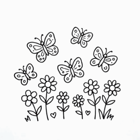 A garden with butterflies fluttering gif