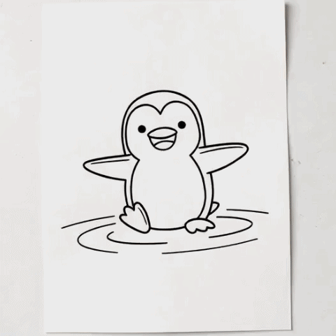 A penguin sliding on ice gif