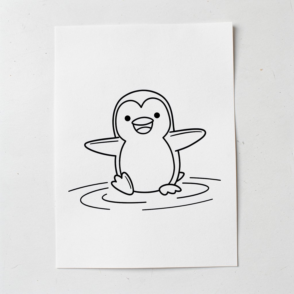 A penguin sliding on ice