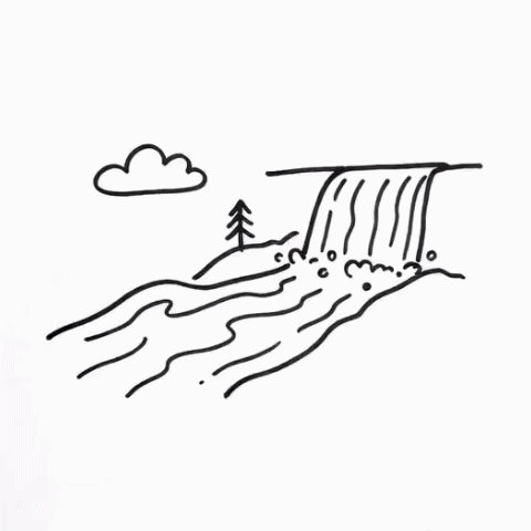 A river flowing to a waterfall gif