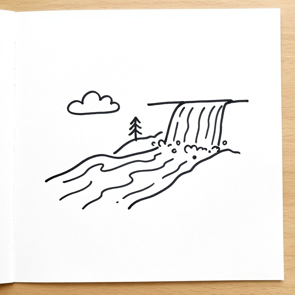 A river flowing to a waterfall