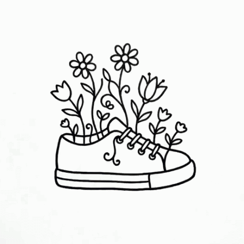 A shoe that grows flowers gif