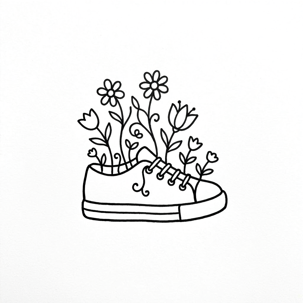 A shoe that grows flowers