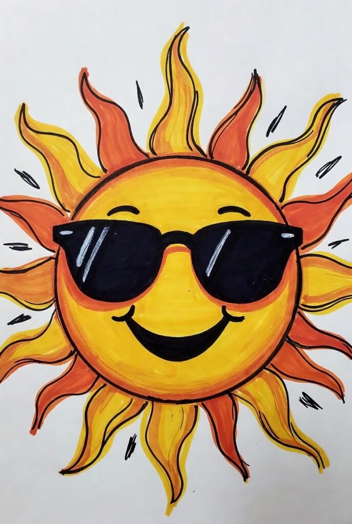 A smiling sun with sunglasses