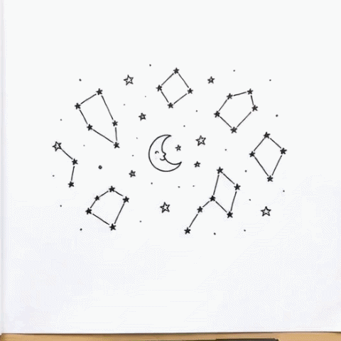 A starry night sky with constellations gif