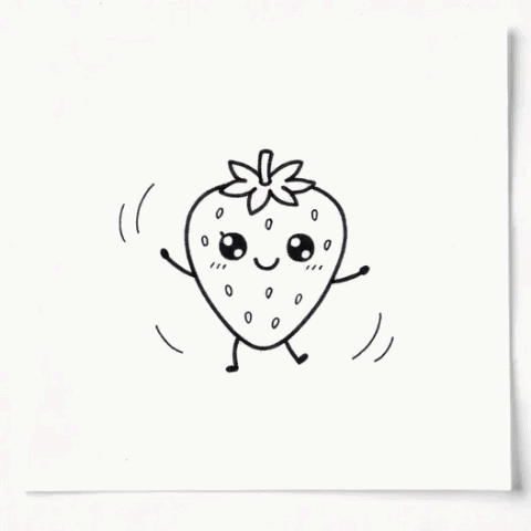A strawberry with legs dancing gif