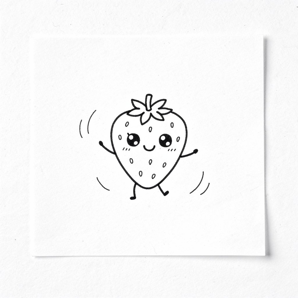 A strawberry with legs dancing
