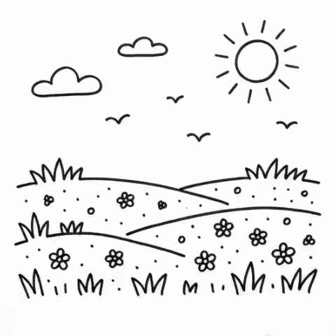 A sunny meadow with wildflowers gif