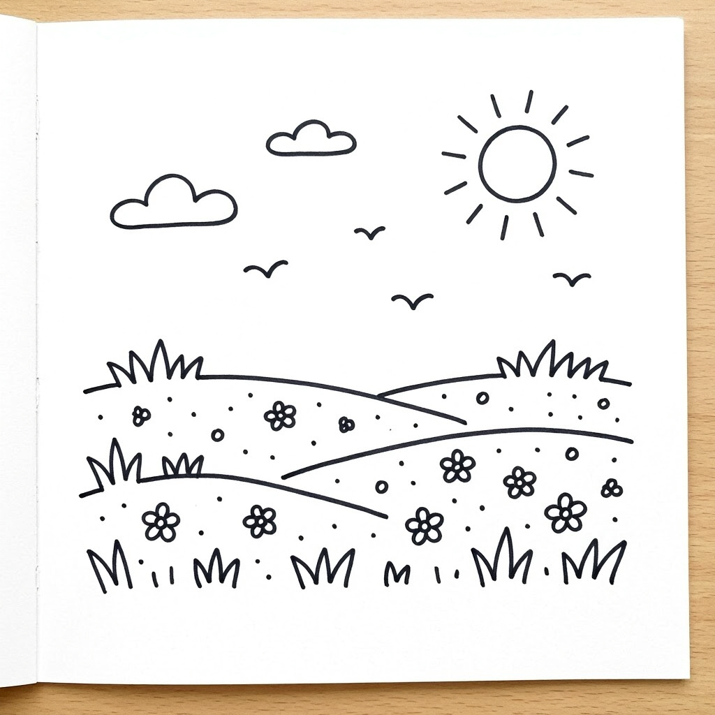 A sunny meadow with wildflowers