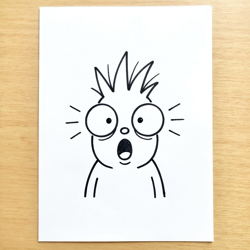 A surprised cartoon character