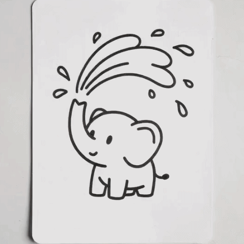 A tiny elephant spraying water gif