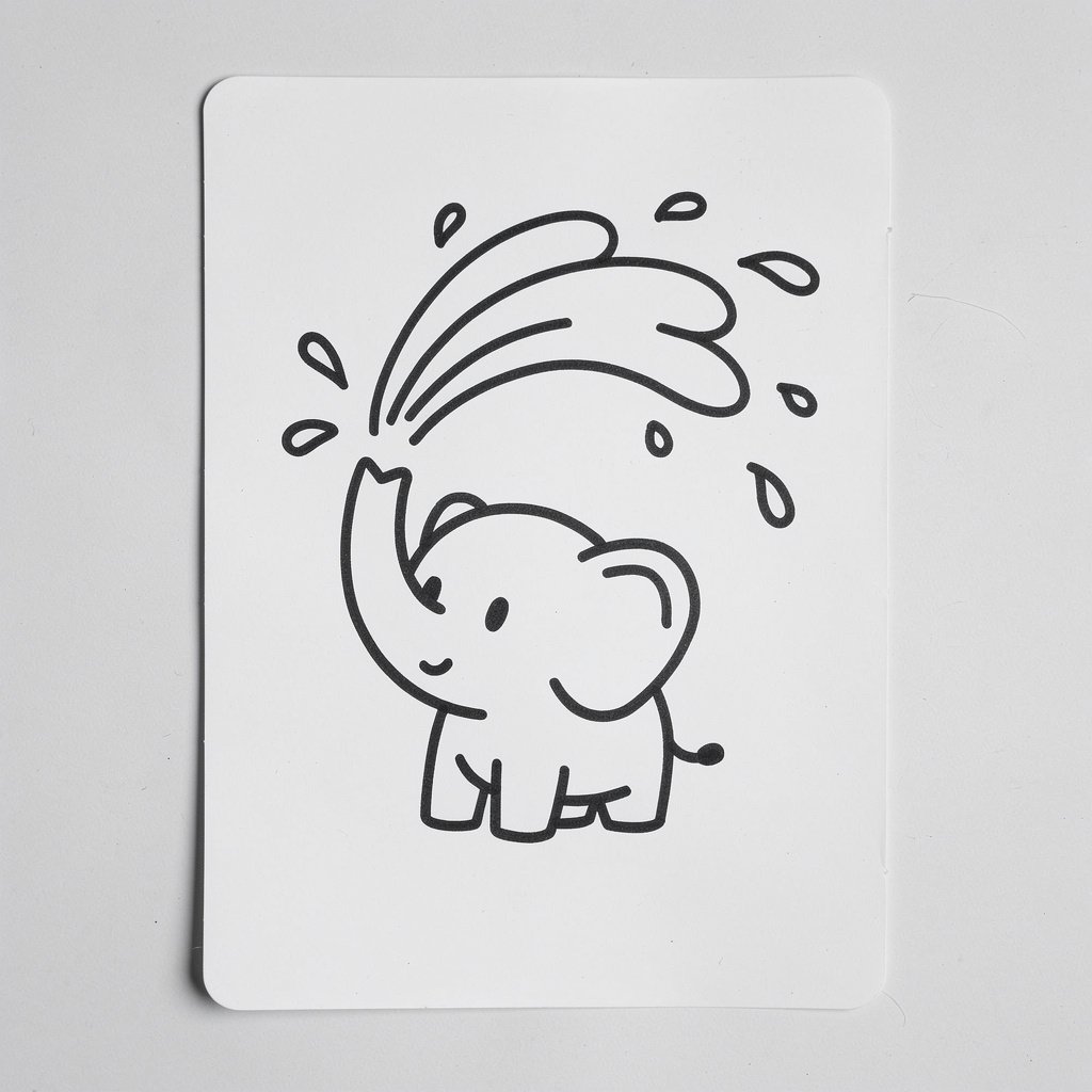 A tiny elephant spraying water