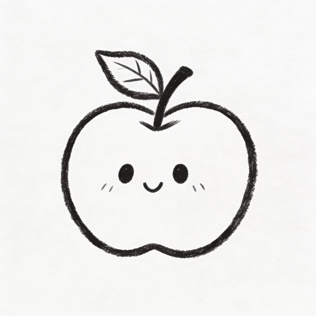 A simple apple with a leaf