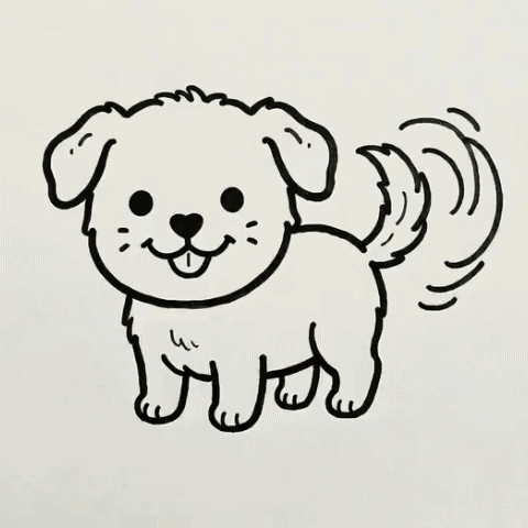 A fluffy puppy chasing its tail gif