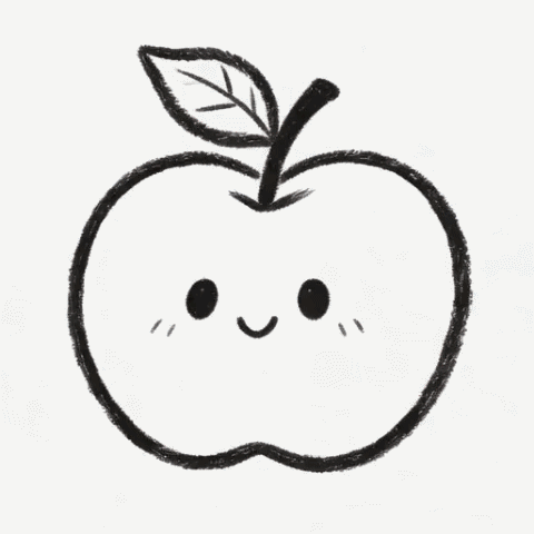 A simple apple with a leaf