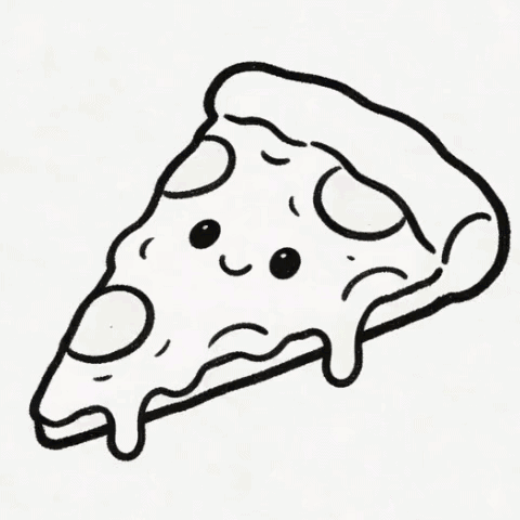 A slice of pizza with gooey cheese gif