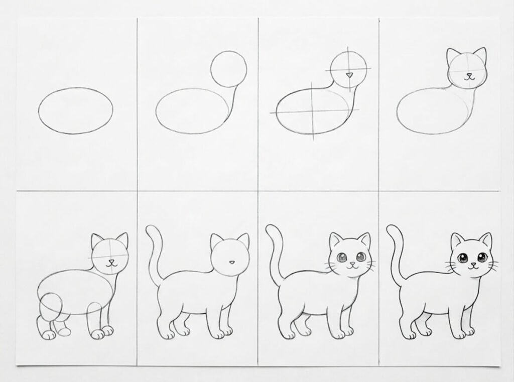 How To Draw a cut Cat: Step-by-Step Tutorial