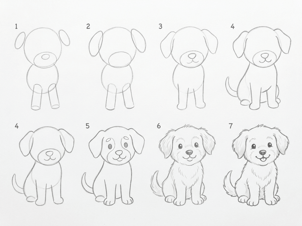 How to Draw a Cute Dog : Step-by-Step Tutorial 2 variant