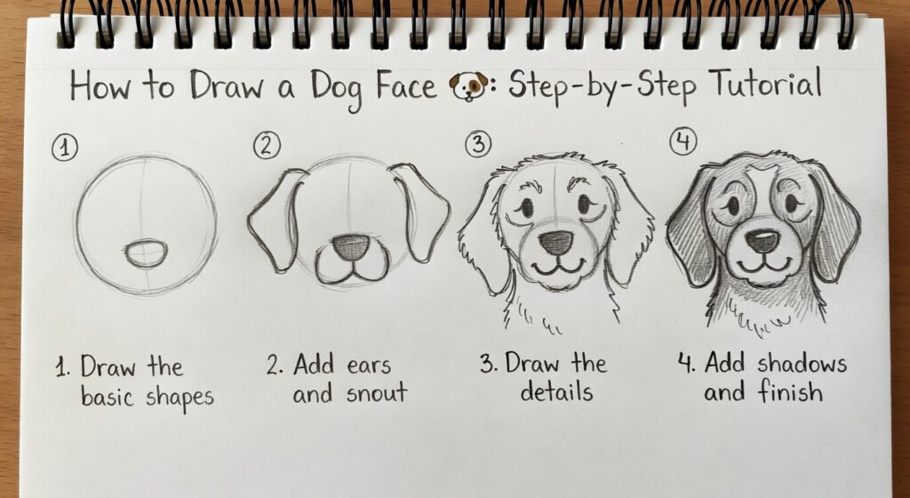Another way to draw a dog's face with a pencil