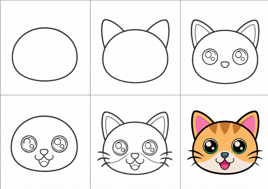 cartoon cat face tutorial