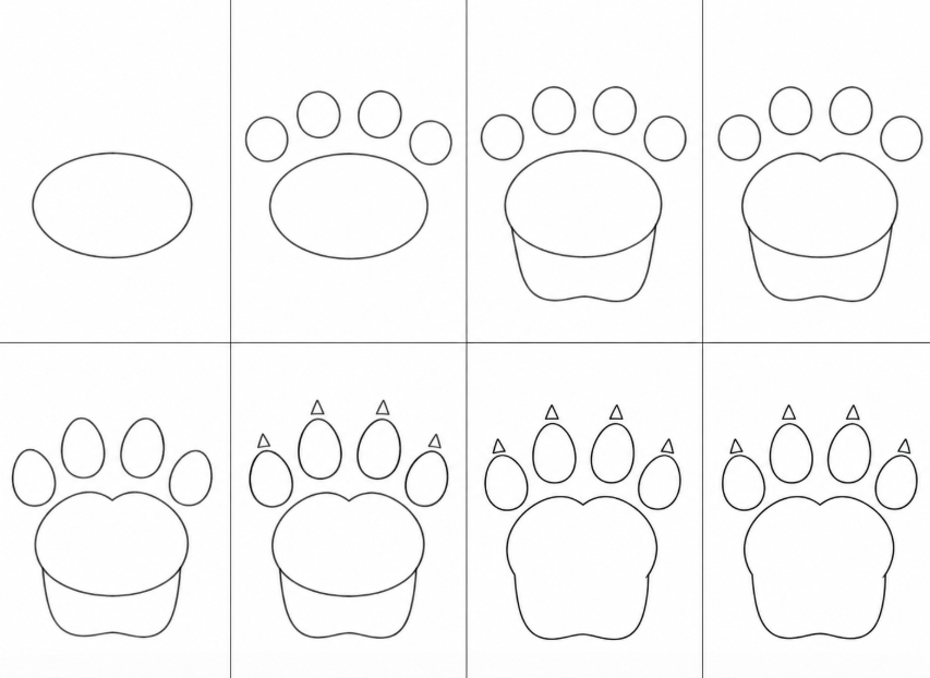 how to draw a cat paw
