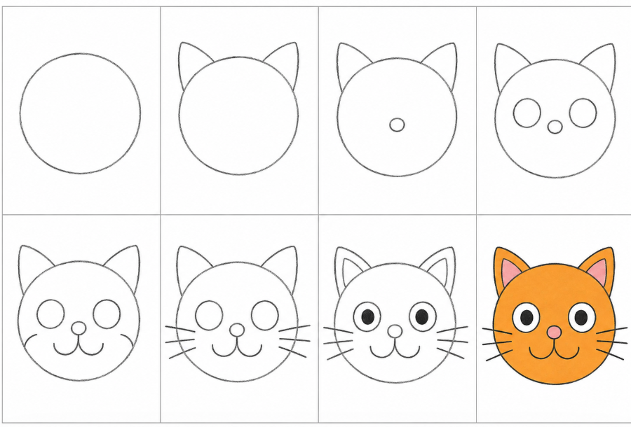 How To Draw a Cartoon Cat Face