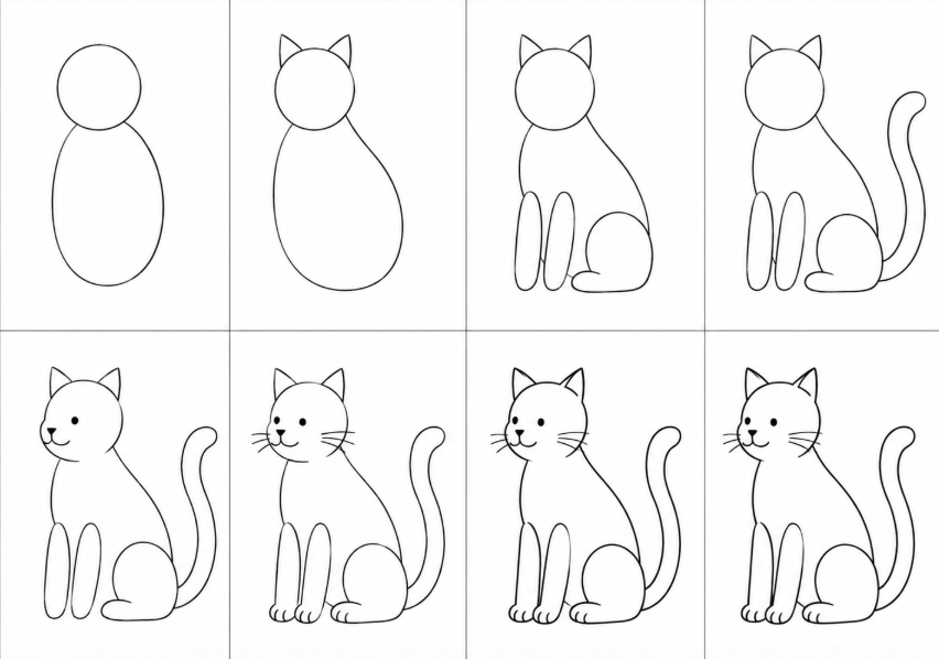 How To Draw a Cat Sitting