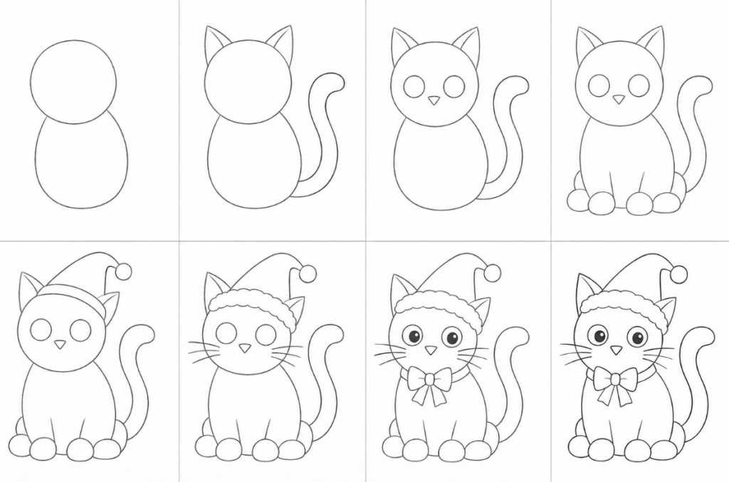 How To Draw a Christmas Cat