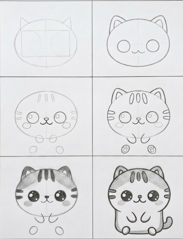 kawaii cat drawing