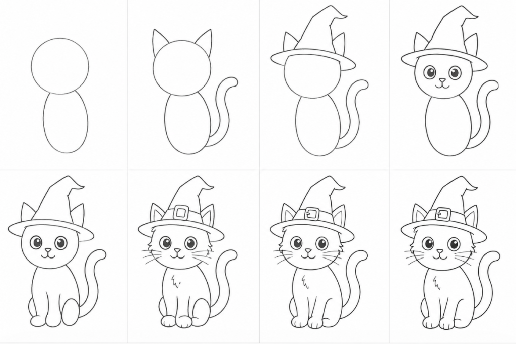 How To Draw a Halloween Cat